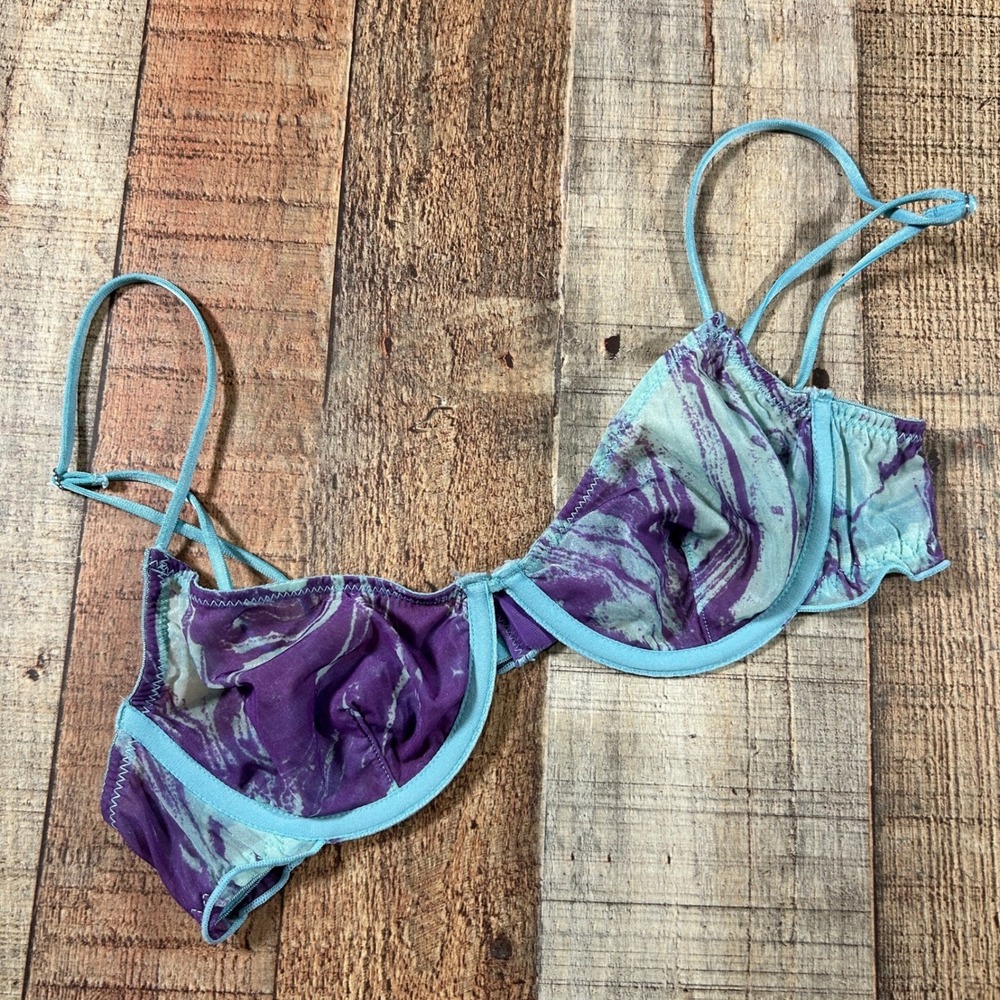 Out From Under Urban Outfitters Purple Marble Mesh Underwire Bra 32B Y2K Mesh